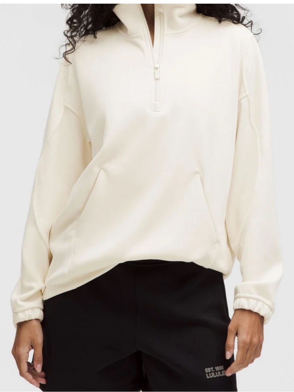 NWT Lululemon Softstreme Half Zip (Long) - Light Ivory - Size Small